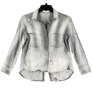 Cloth & Stone Shirt Womens Small Gray Button Up Grunge Layered Y2K Edgy Urban‎